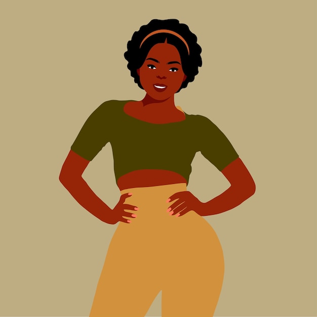 Mujer afro negra con estilo en un elegante vector de estilo artístico