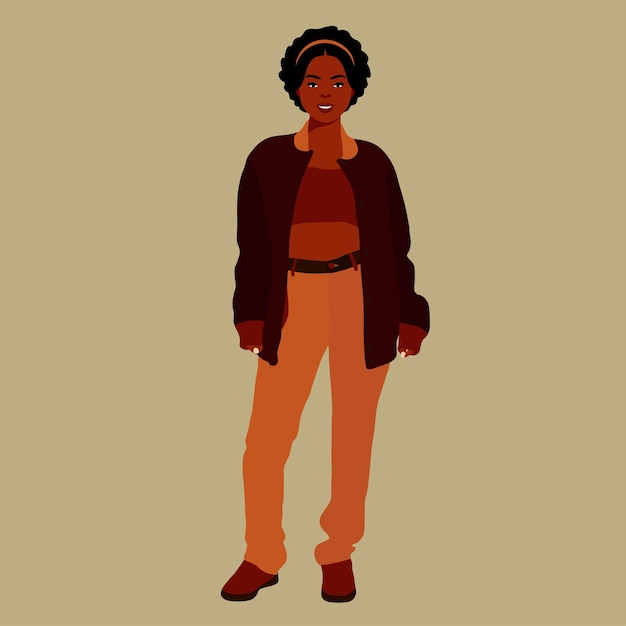 Mujer afro negra con estilo en un elegante vector de estilo artístico
