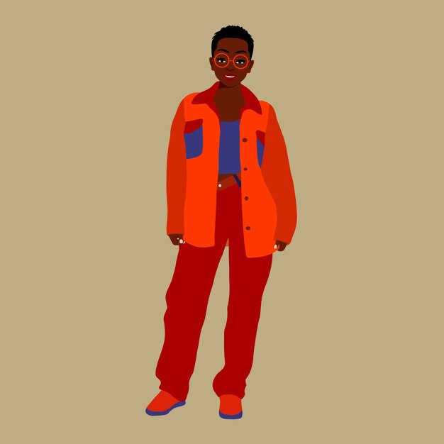 Mujer afro negra con estilo en un elegante vector de estilo artístico