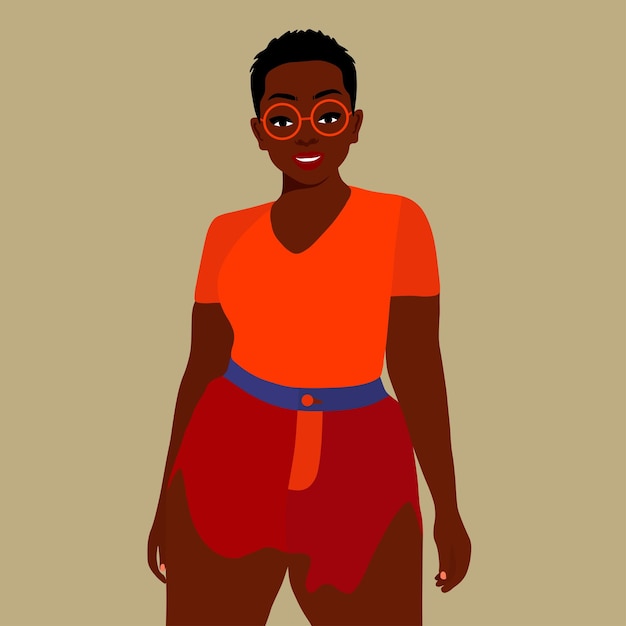 Mujer afro negra con estilo en un elegante vector de estilo artístico