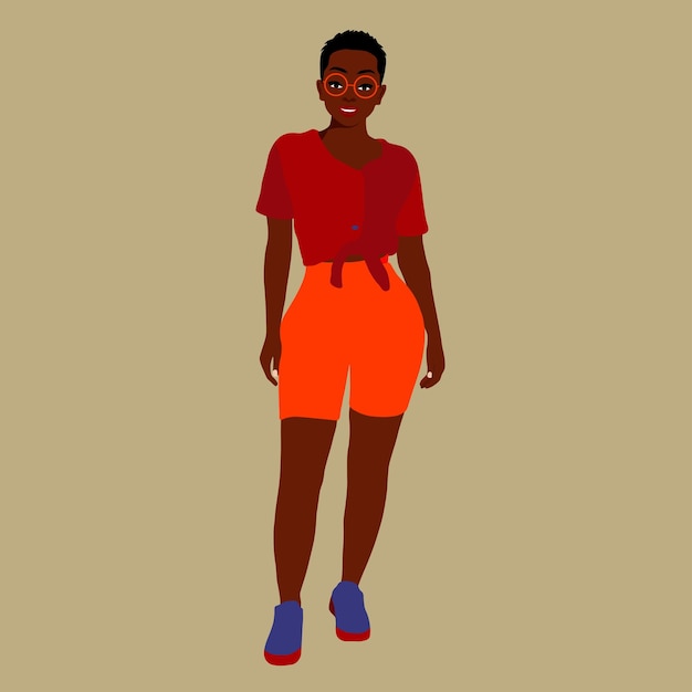Mujer afro negra con estilo en un elegante vector de estilo artístico