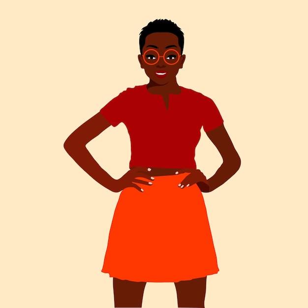 Mujer afro negra con estilo en un elegante vector de estilo artístico