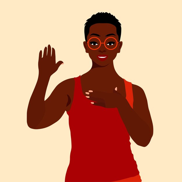 Mujer afro negra con estilo en un elegante vector de estilo artístico