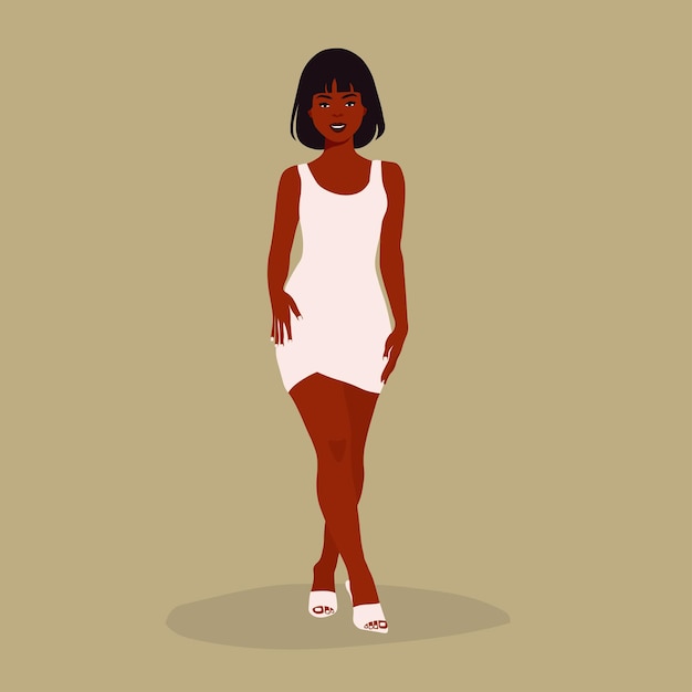 Mujer afro negra con estilo en un elegante vector de estilo artístico