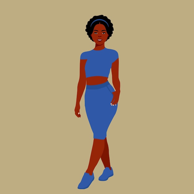 Mujer afro negra con estilo en un elegante vector de estilo artístico