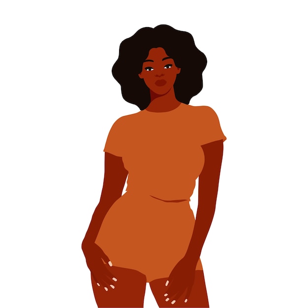 Mujer afro negra en vector de estilo artístico elegante