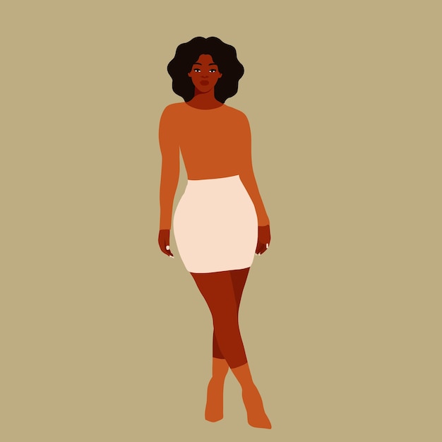 Mujer afro negra en vector de estilo artístico elegante