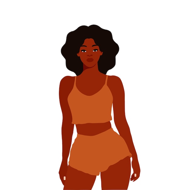 Mujer afro negra en vector de estilo artístico elegante