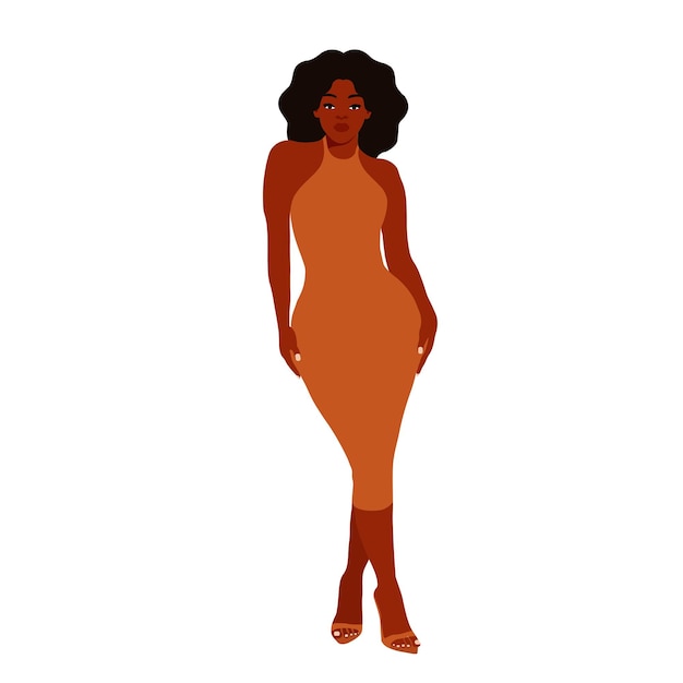 Mujer afro negra en vector de estilo artístico elegante