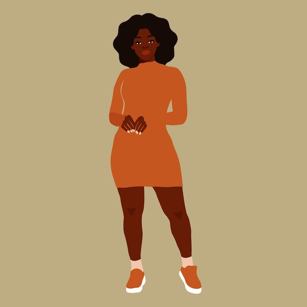 Mujer afro negra en vector de estilo artístico elegante