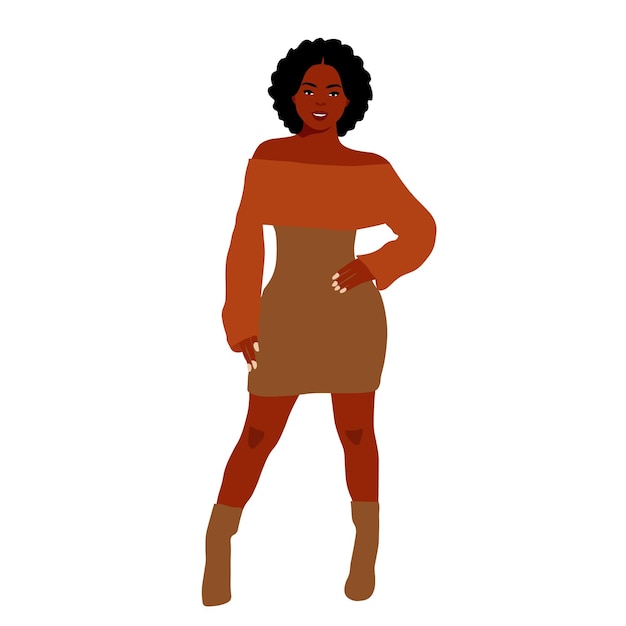 Mujer afro negra en vector de estilo artístico elegante