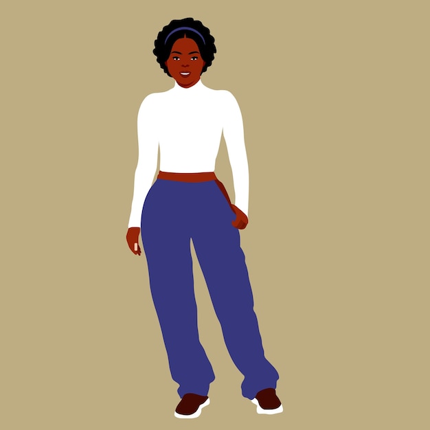 Mujer afro negra en vector de estilo artístico elegante