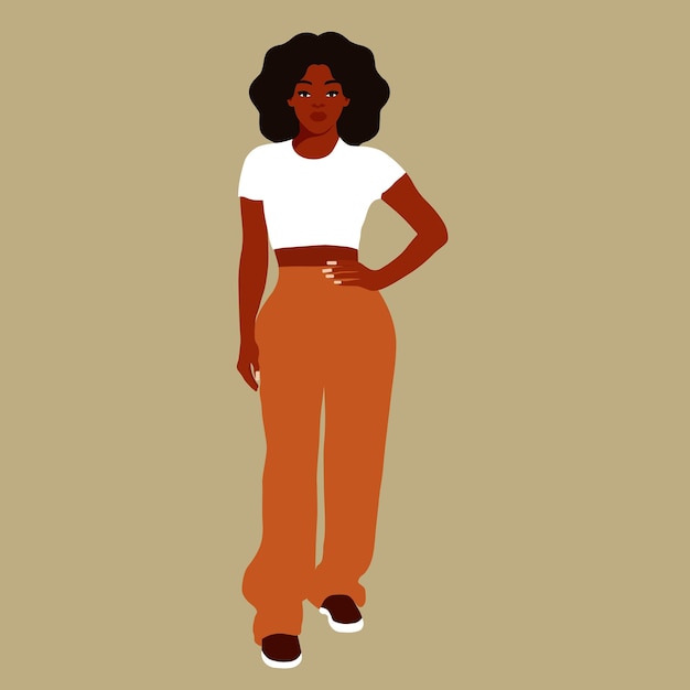Mujer afro negra en vector de estilo artístico elegante