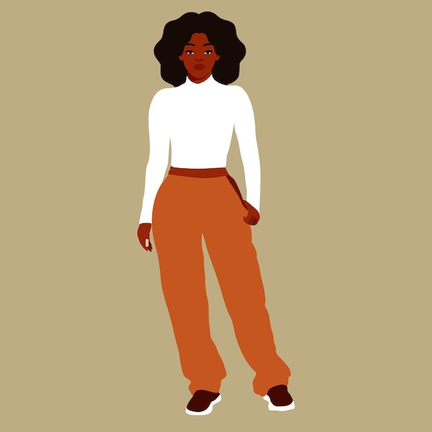 Mujer afro negra en vector de estilo artístico elegante