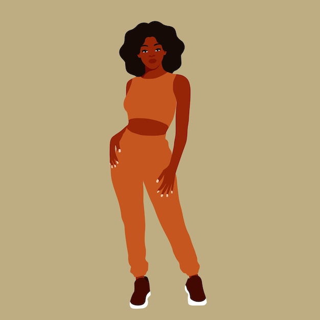 Mujer afro negra en vector de estilo artístico elegante