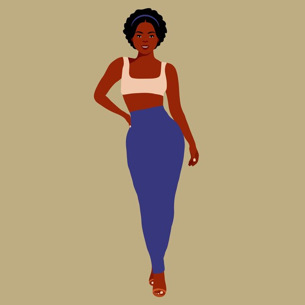 Vector mujer afro negra en vector de estilo artístico elegante