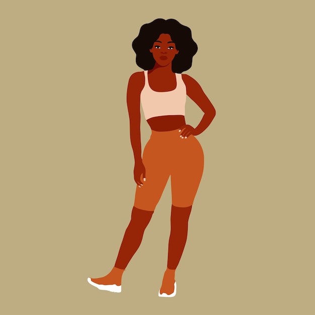 Mujer afro negra en vector de estilo artístico elegante