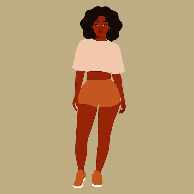 Mujer afro negra en vector de estilo artístico elegante