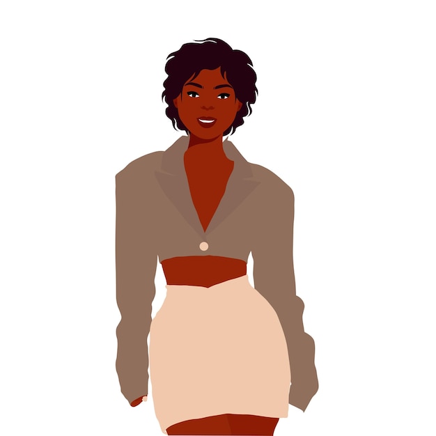Mujer afro negra en vector de estilo artístico elegante