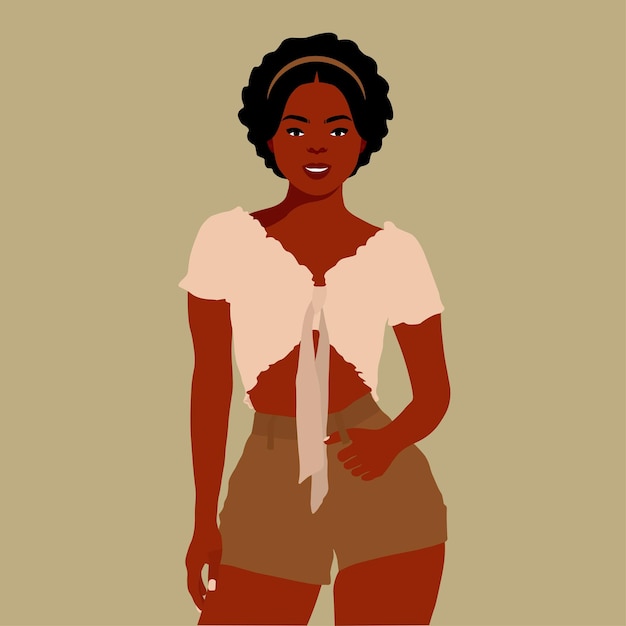 Mujer afro negra en vector de estilo artístico elegante
