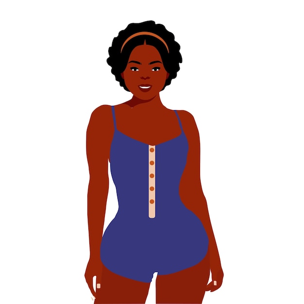 Mujer afro negra en vector de estilo artístico elegante