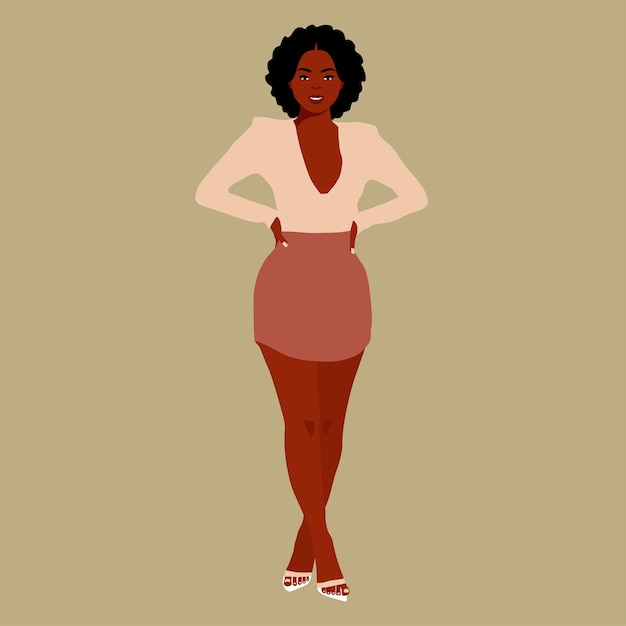 Vector mujer afro negra en vector de estilo artístico elegante