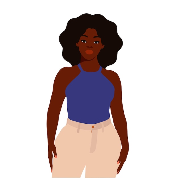 Mujer afro negra en vector de estilo artístico elegante