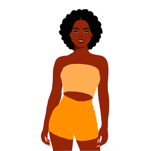 Mujer afro negra en vector de estilo artístico elegante