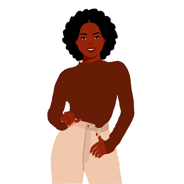 Mujer afro negra en vector de estilo artístico elegante