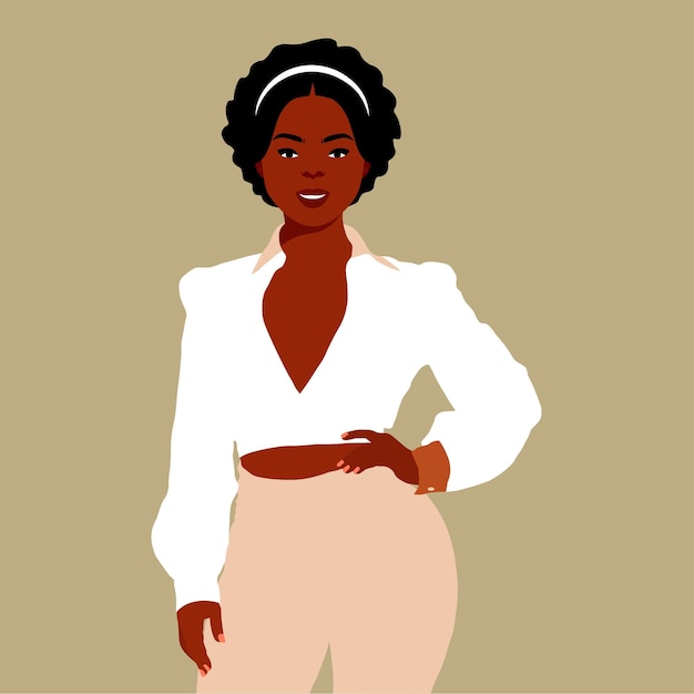 Mujer afro negra en vector de estilo artístico elegante