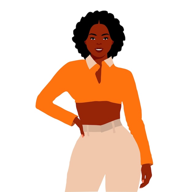 Mujer afro negra en vector de estilo artístico elegante