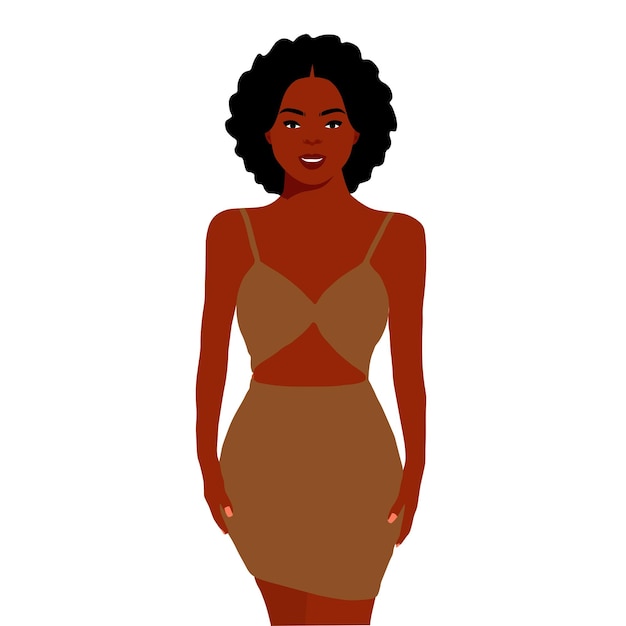 Mujer afro negra en vector de estilo artístico elegante