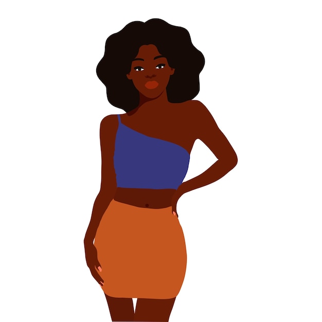 Mujer afro negra en vector de estilo artístico elegante
