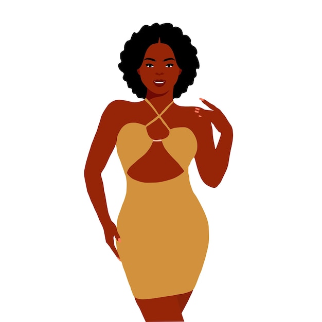 Mujer afro negra en vector de estilo artístico elegante