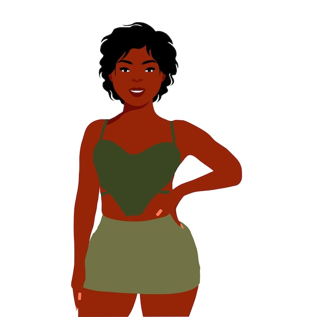 Mujer afro negra en vector de estilo artístico elegante