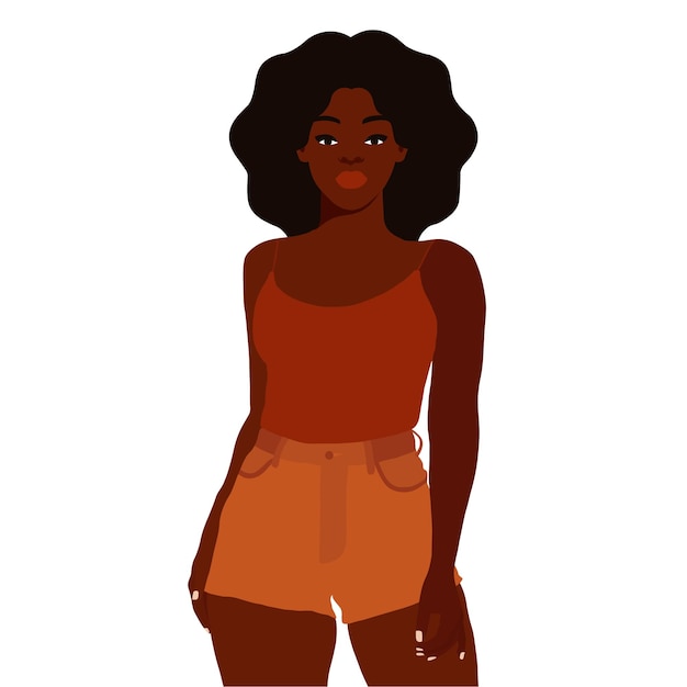 Mujer afro negra en vector de estilo artístico elegante