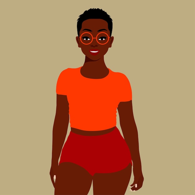 Mujer afro negra en vector de estilo artístico elegante