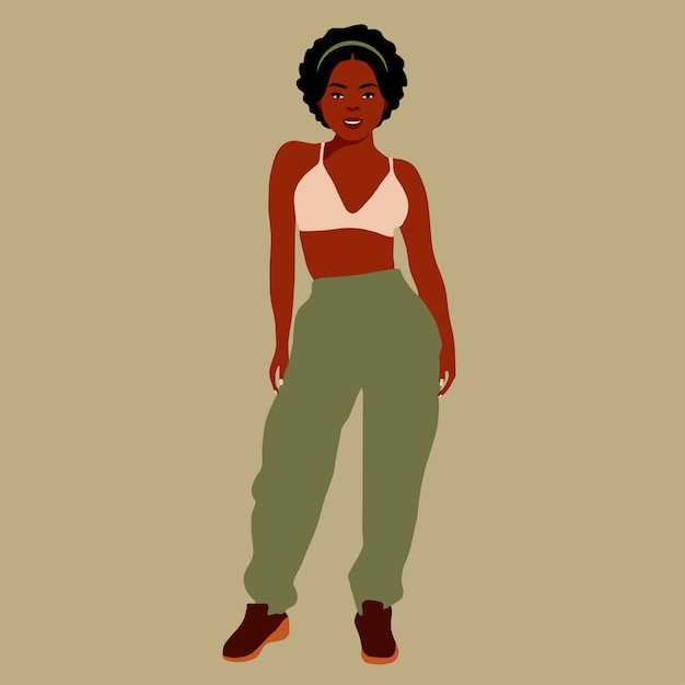 Mujer afro negra en vector de estilo artístico elegante