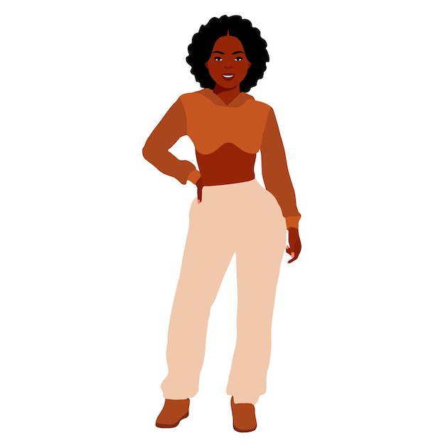 Mujer afro negra en vector de estilo artístico elegante