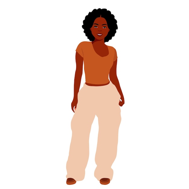 Mujer afro negra en vector de estilo artístico elegante
