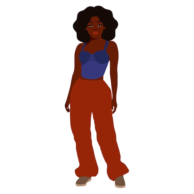 Mujer afro negra en vector de estilo artístico elegante