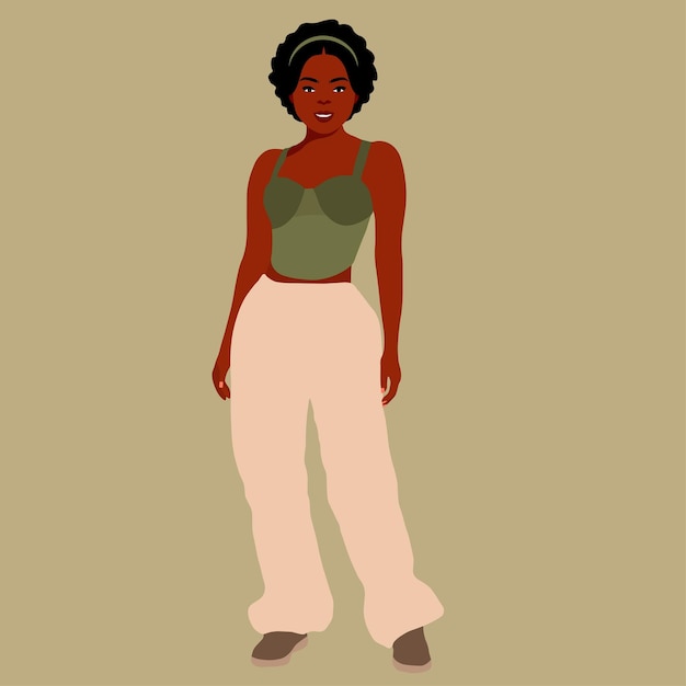 Mujer afro negra en vector de estilo artístico elegante