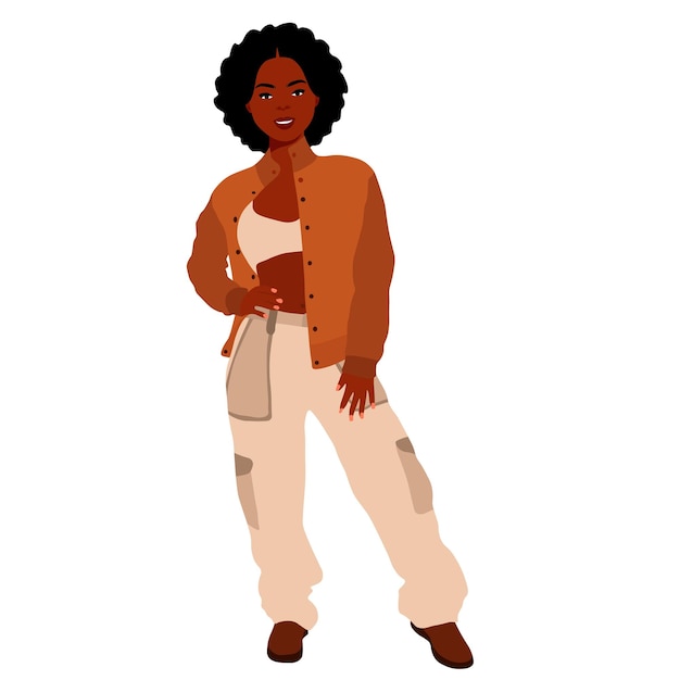 Mujer afro negra en vector de estilo artístico elegante
