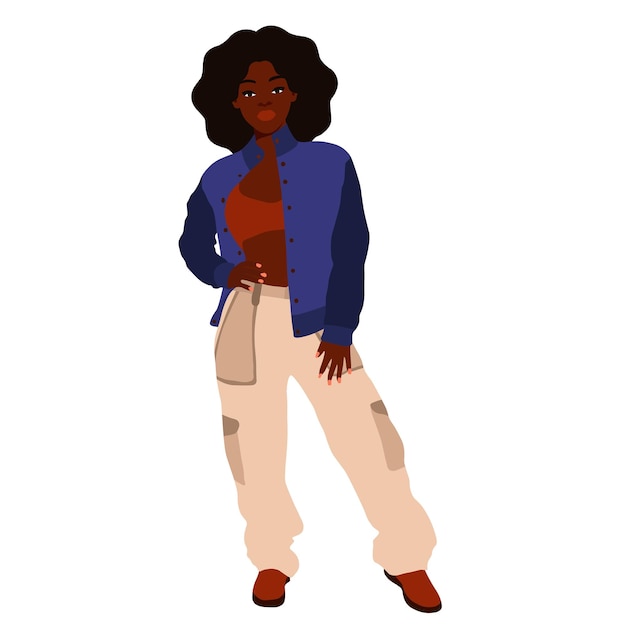 Mujer afro negra en vector de estilo artístico elegante