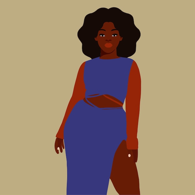 Mujer afro negra en vector de estilo artístico elegante