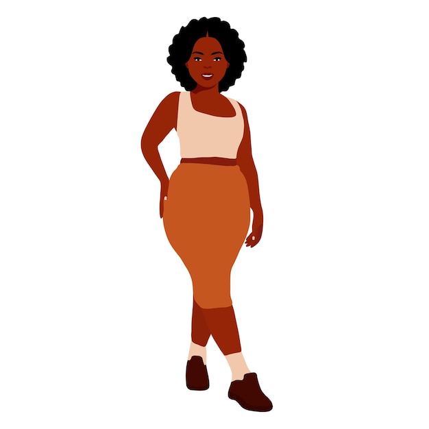 Mujer afro negra en vector de estilo artístico elegante
