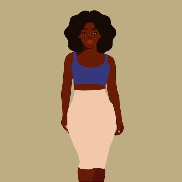 Mujer afro negra en vector de estilo artístico elegante