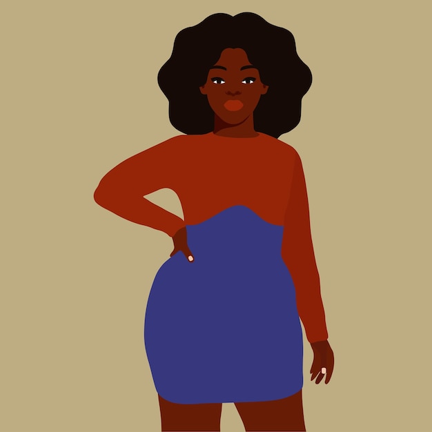 Mujer afro negra en vector de estilo artístico elegante