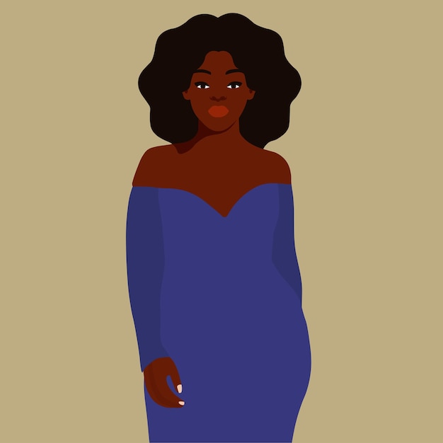 Mujer afro negra en vector de estilo artístico elegante