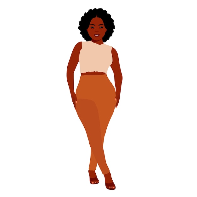 Mujer afro negra en vector de estilo artístico elegante